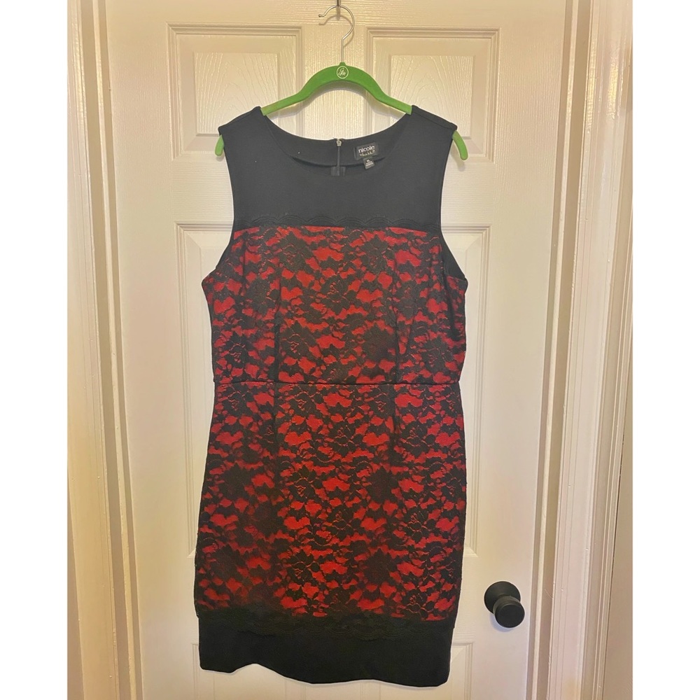 NWT Red with Black Lace, Nicole Miller Dress